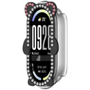 Watch Case For Xiaomi Smart Band 10 Ceramic  /  9 Ceramic  /  8  /  8 NFC Rhinestones Bear Design PC Zinc Alloy Semi-Enclosed Hollow Protective Cover - Transparent Black - 2