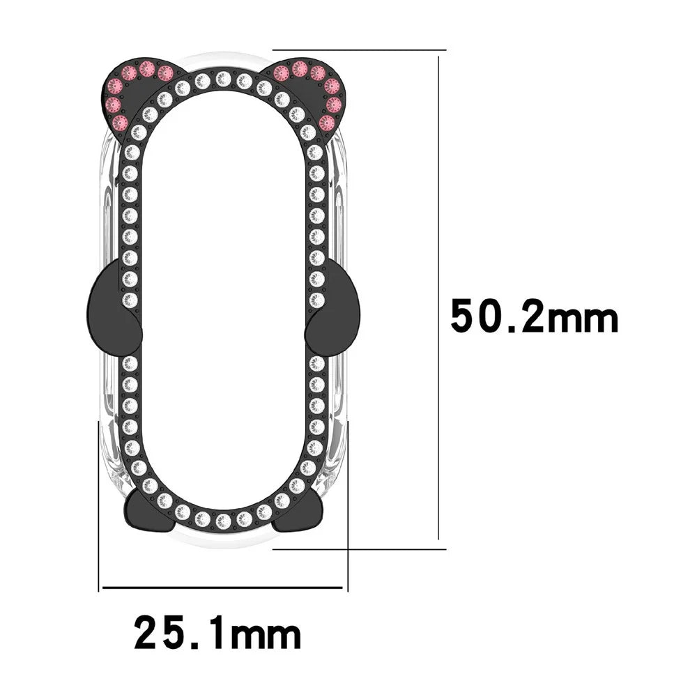 Watch Case For Xiaomi Smart Band 9  /  9 NFC Rhinestones Bear Design PC Zinc Alloy Semi-Enclosed Hollow Protective Cover - Transparent Black - 4