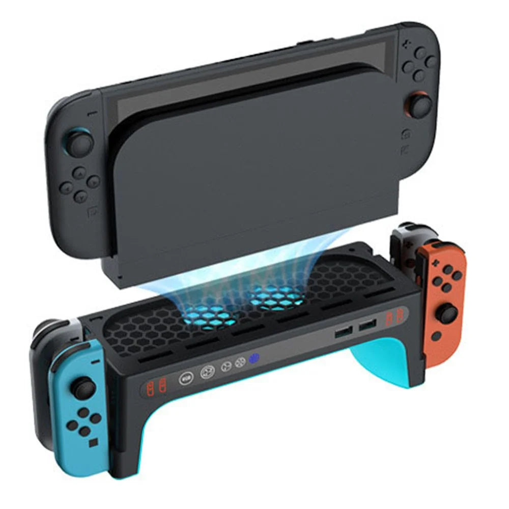 DOBE FOMIS ELECTRONICS TNS-51100 For Nintendo Switch 2  /  Switch Console Dock Cooling Fan Controller Charging Stand with RGB Lights Game Card Storage - Black - 1