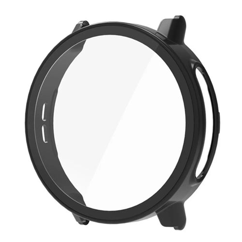 For Garmin Bounce 2 Case Hard PC Watch Protective Cover with Tempered Glass Film - Black - 1