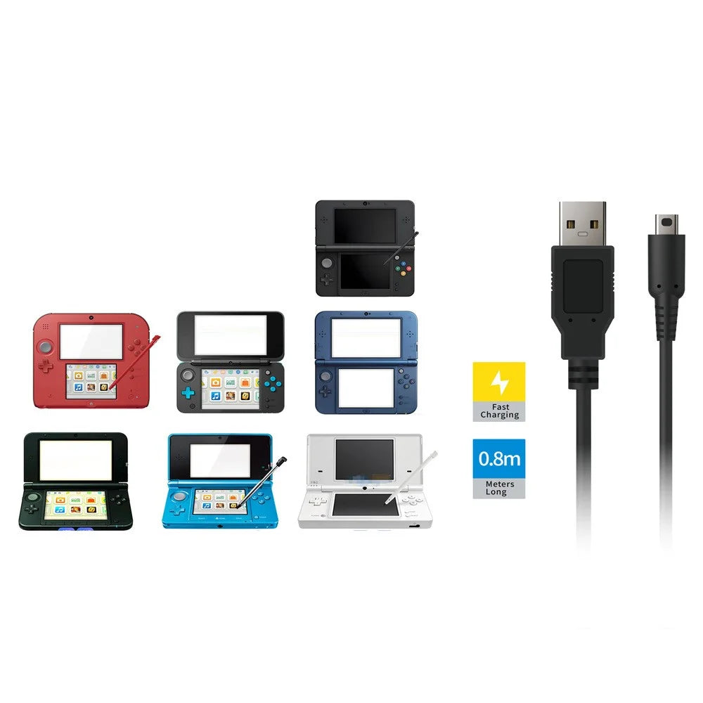 DOBE FOMIS ELECTRONICS TNS-51129 0.8m USB-A to Mini-USB Charging Cable for Nintendo 3DS XL / 3DS / 2DS - Black - 2