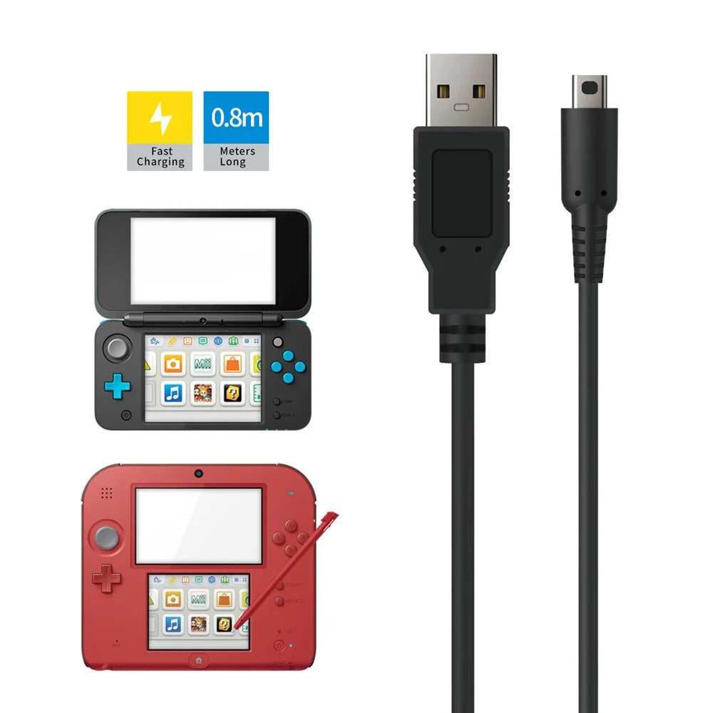 DOBE FOMIS ELECTRONICS TNS-51129 0.8m USB-A to Mini-USB Charging Cable for Nintendo 3DS XL / 3DS / 2DS - Black - 3