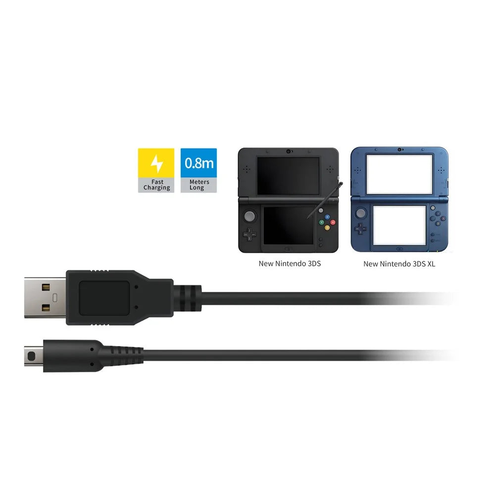 DOBE FOMIS ELECTRONICS TNS-51129 0.8m USB-A to Mini-USB Charging Cable for Nintendo 3DS XL / 3DS / 2DS - Black - 6