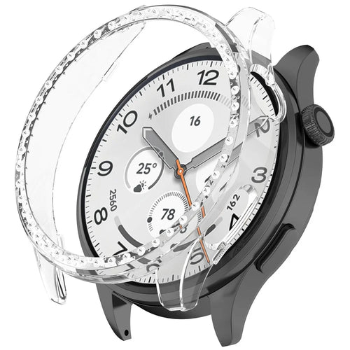 For Xiaomi Watch 5 Case Rhinestones Decor Clear PC Watch Frame Half Cover - Transparent - 1