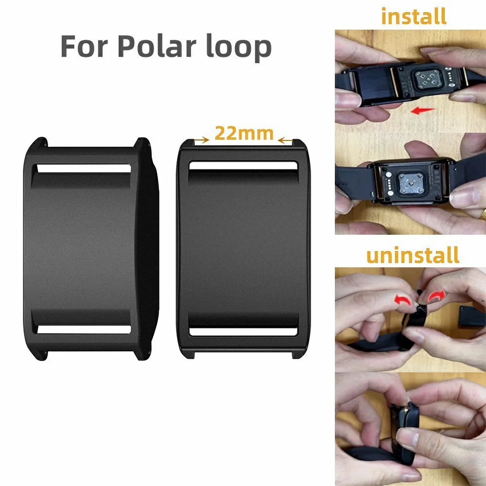 22mm Quick Release Watch Band Connector for Polar Loop PC Replacement Clasp Adapter - Black - 3