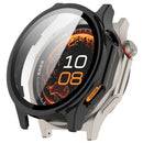 For Oppo Watch X3 / OnePlus Watch 4 Case Hard PC Watch Protective Cover with Tempered Glass Film - Black - 1