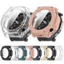 For Huami Amazfit T-Rex Ultra 2 Case Hard PC Watch Protective Cover with Tempered Glass Film - Glossy Pink - 7