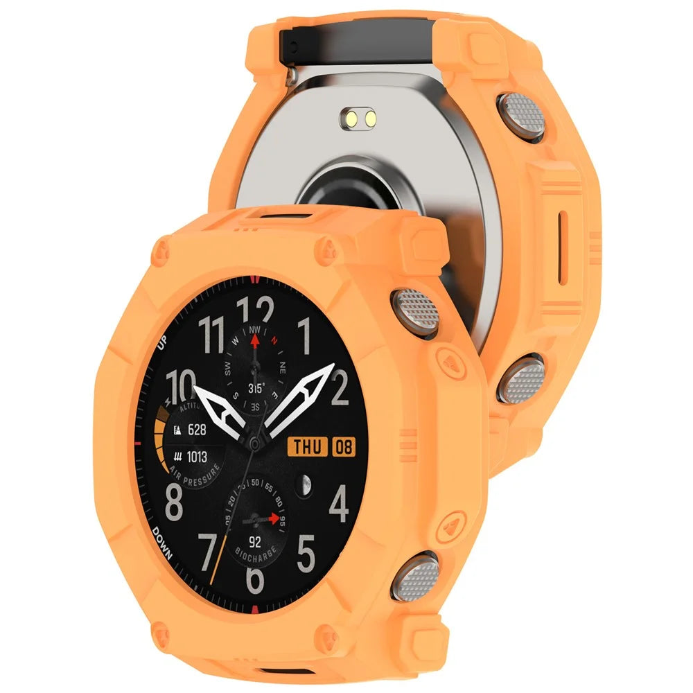 For Huami Amazfit T-Rex Ultra 2 Armor Watch Cover Hollow TPU Watch Frame Case - Orange - 3