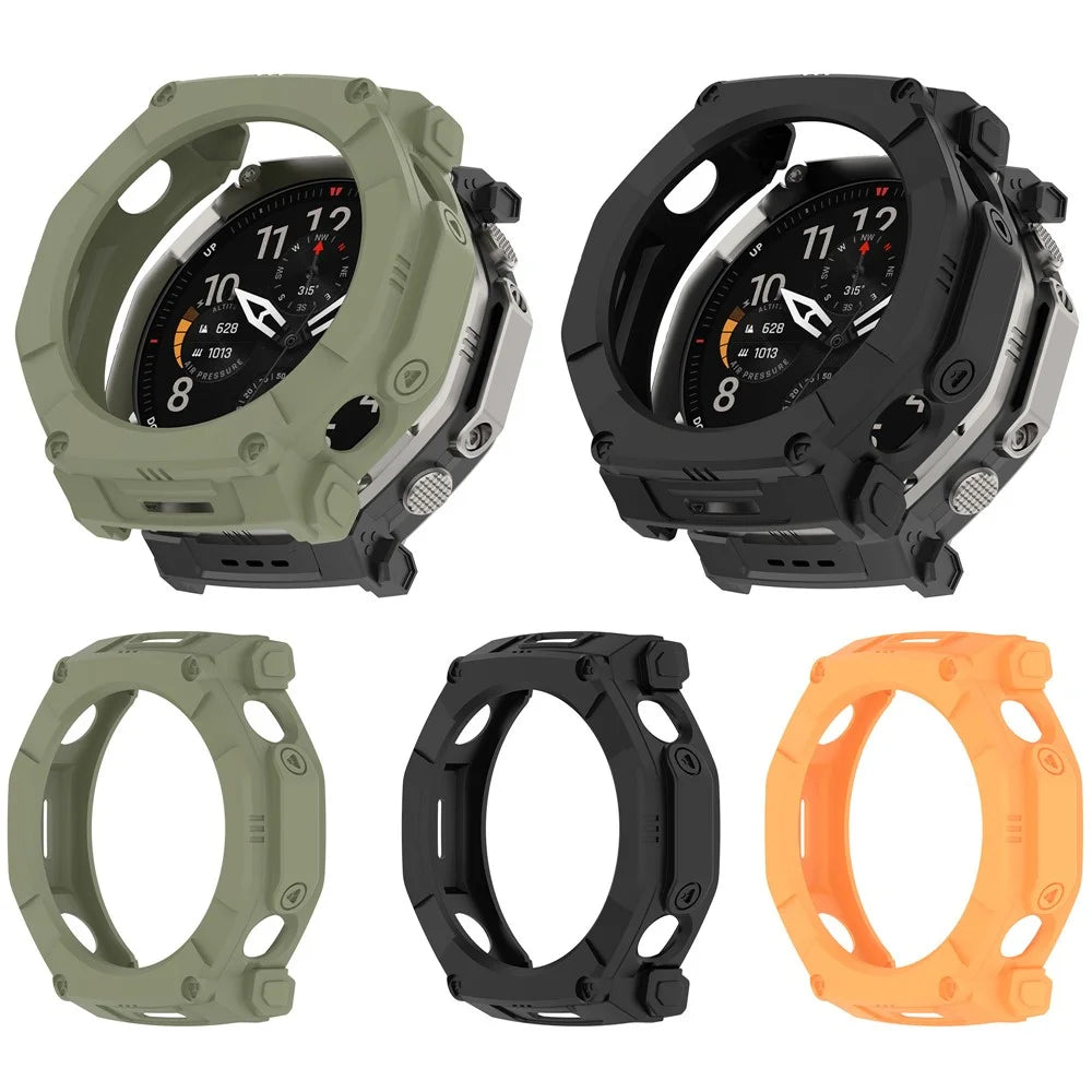For Huami Amazfit T-Rex Ultra 2 Armor Watch Cover Hollow TPU Watch Frame Case - Orange - 7