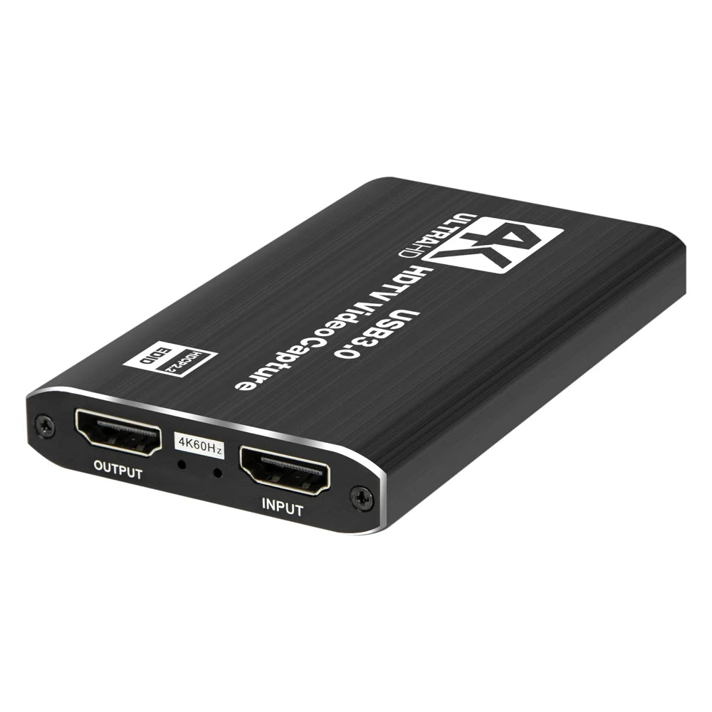 4K 60Hz HD to USB 3.0 Video Capture Card Gaming Live Streaming Recording Adapter with Loop Out - Black - 1