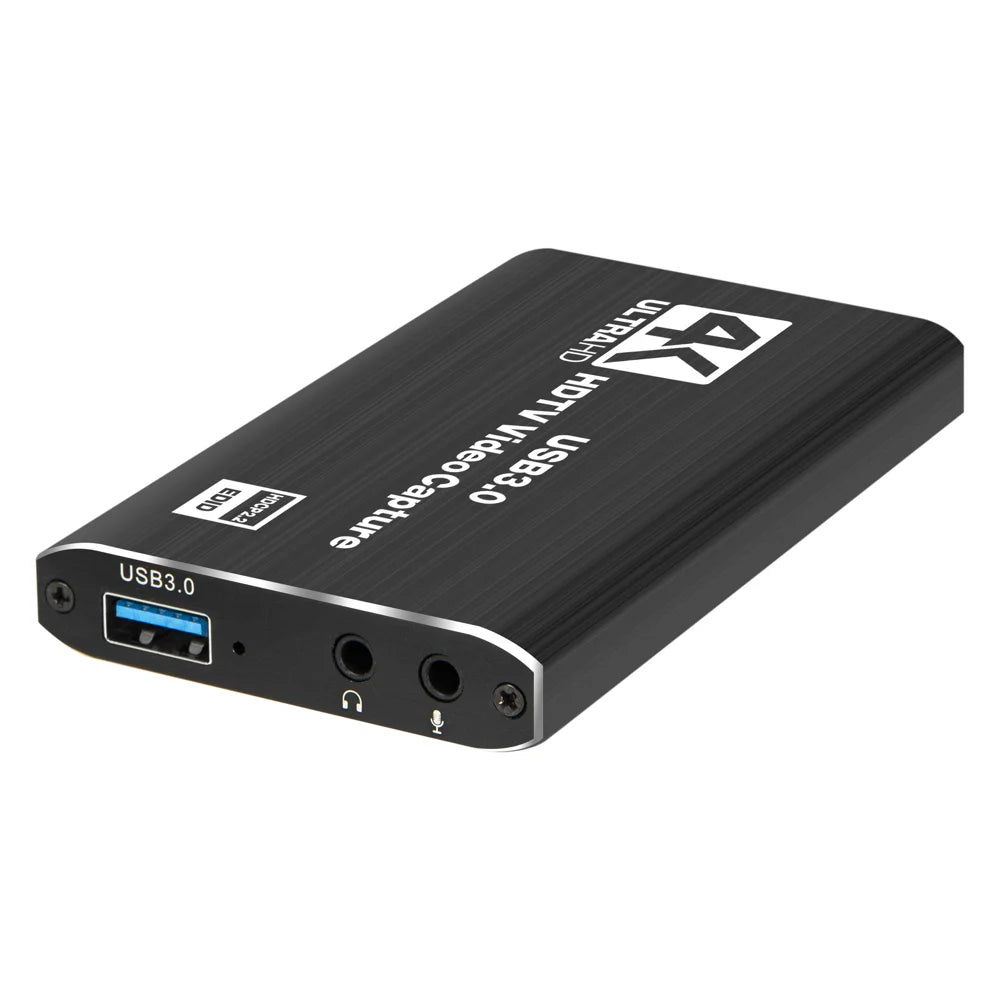 4K 60Hz HD to USB 3.0 Video Capture Card Gaming Live Streaming Recording Adapter with Loop Out - Black - 3