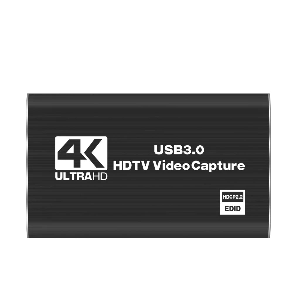 4K 60Hz HD to USB 3.0 Video Capture Card Gaming Live Streaming Recording Adapter with Loop Out - Black - 4