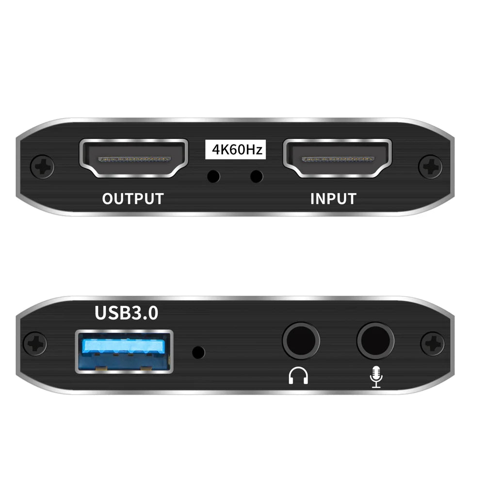4K 60Hz HD to USB 3.0 Video Capture Card Gaming Live Streaming Recording Adapter with Loop Out - Black - 5