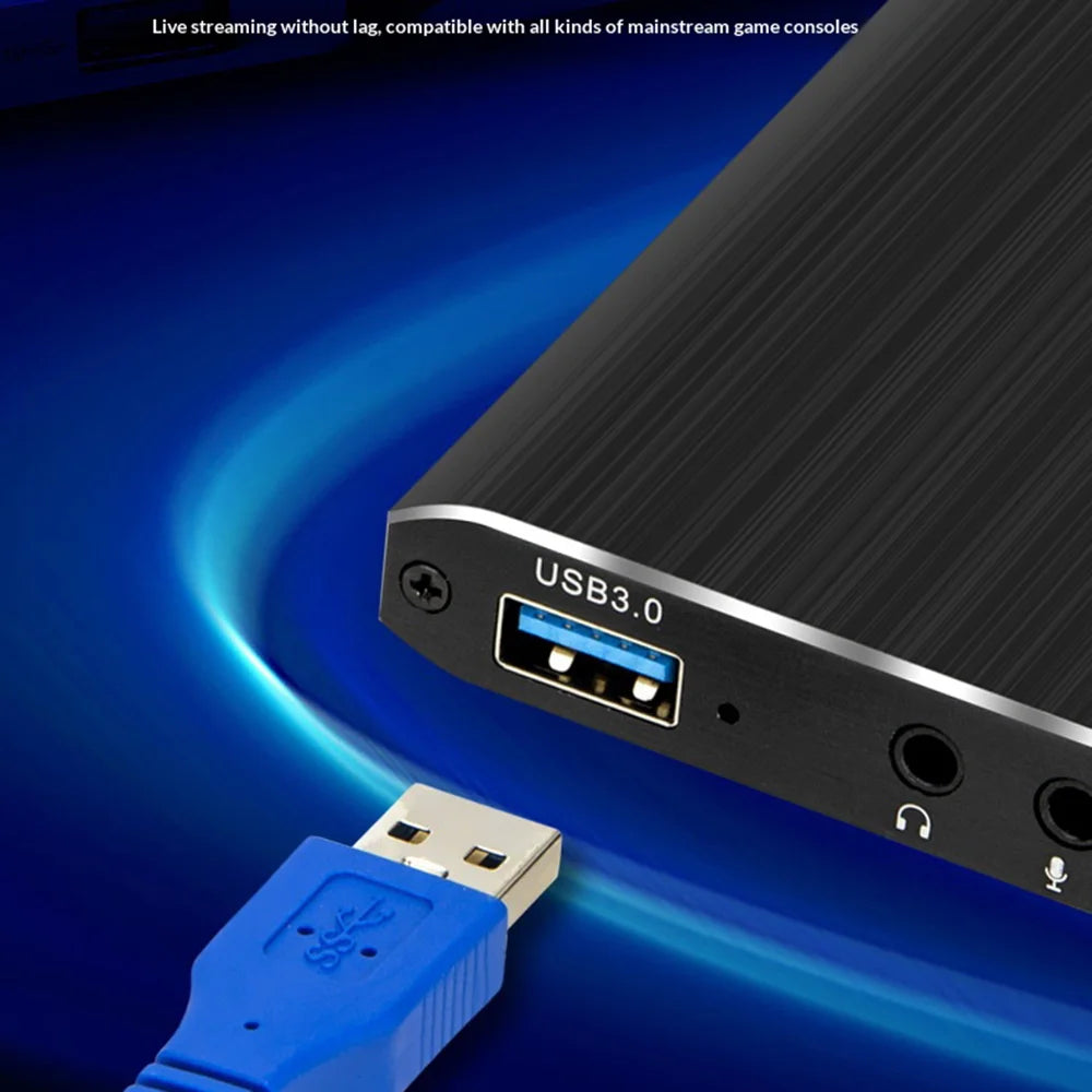 4K 60Hz HD to USB 3.0 Video Capture Card Gaming Live Streaming Recording Adapter with Loop Out - Black - 6