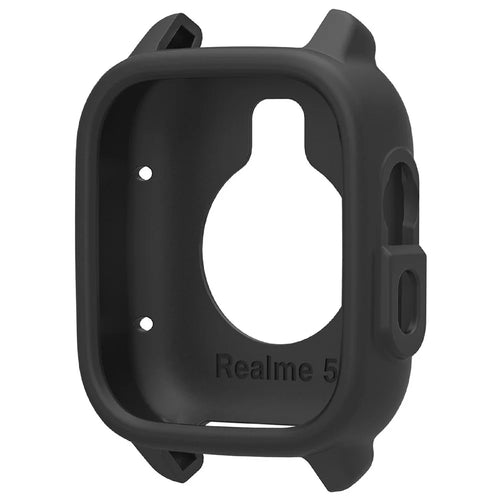 For Realme Watch 5 Watch Case Soft Silicone Hollow Watch Frame Cover - Black - 1