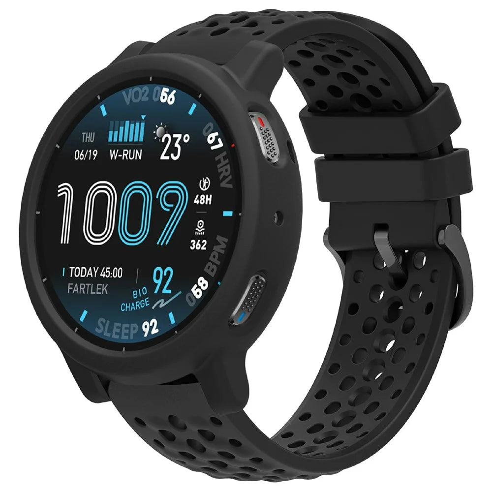 For Huami Amazfit Active 3 Max Watch Case Soft Silicone Hollow Watch Frame Cover - Black - 2