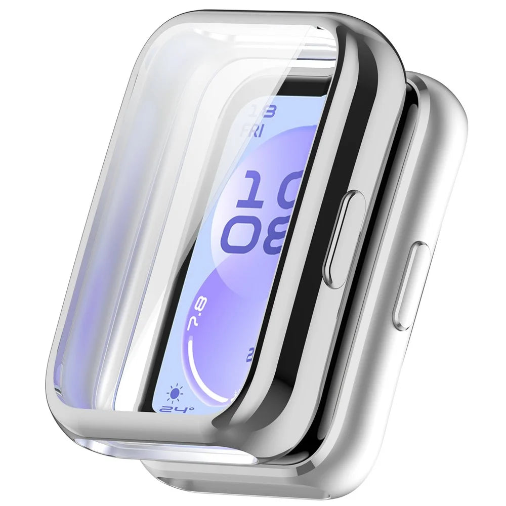TPU Watch Case for Huawei Band 11  /  11 NFC Full Coverage Protective Cover with Screen Protector - Electroplated Silver - 1