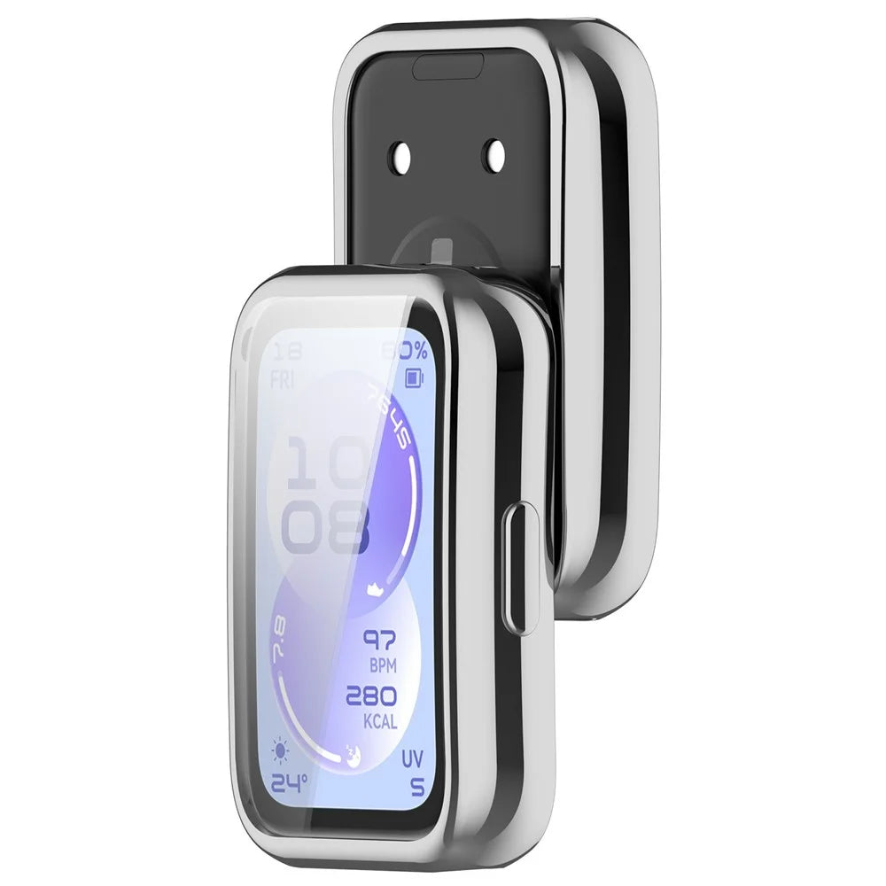 TPU Watch Case for Huawei Band 11  /  11 NFC Full Coverage Protective Cover with Screen Protector - Electroplated Silver - 2