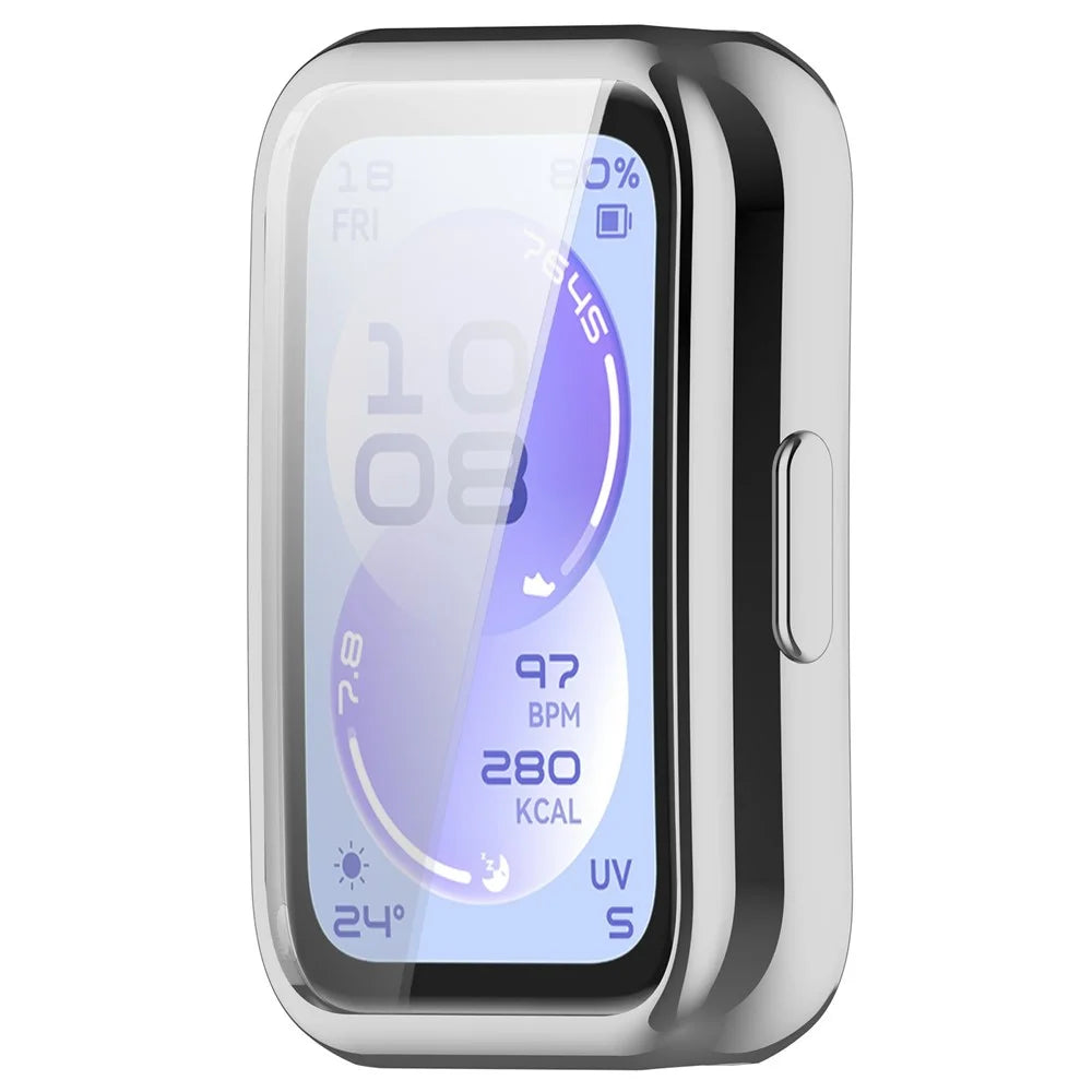 TPU Watch Case for Huawei Band 11  /  11 NFC Full Coverage Protective Cover with Screen Protector - Electroplated Silver - 3