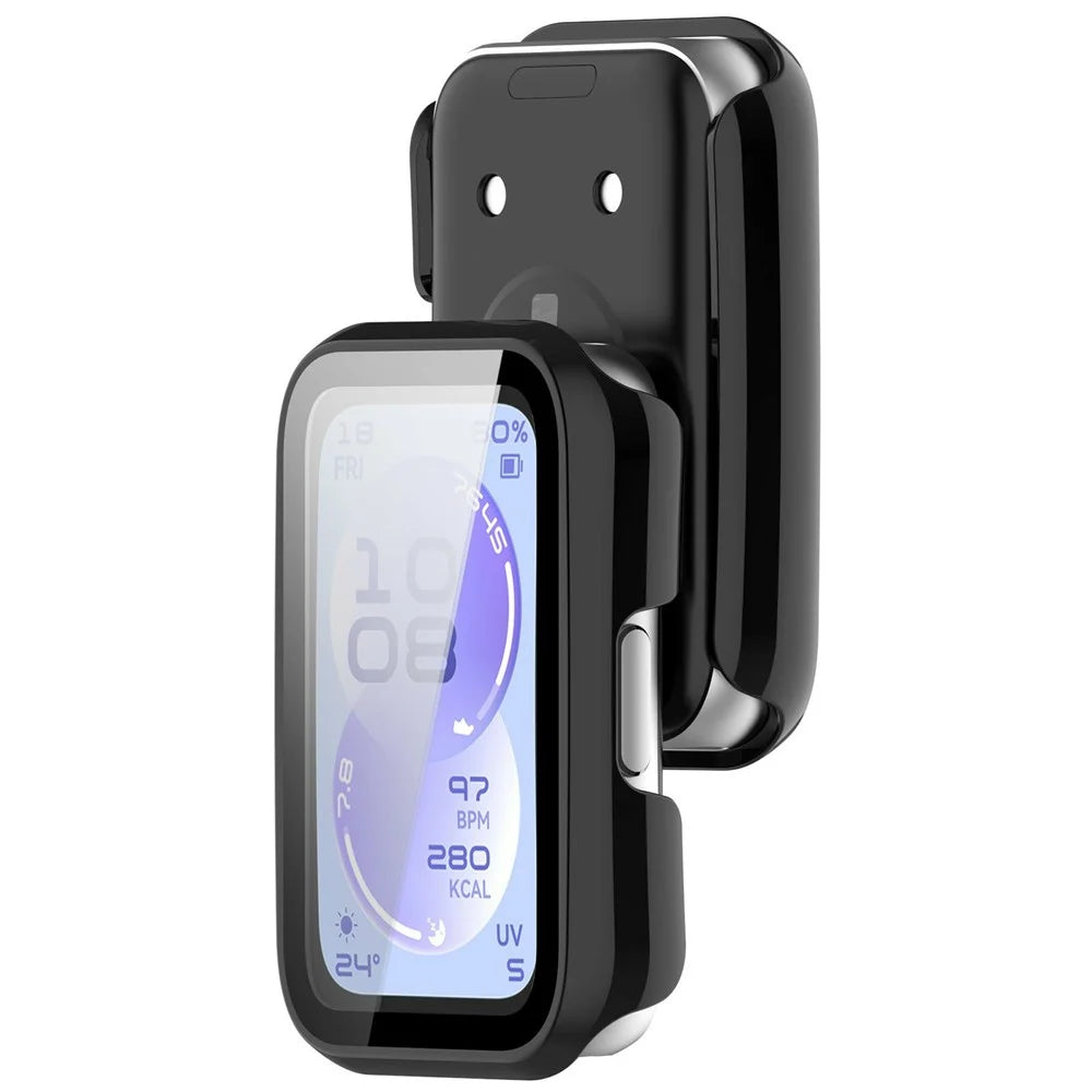 For Huawei Band 11 / 11 NFC Watch Case Hard PC Shell with Tempered Glass Screen Protector - Black - 2