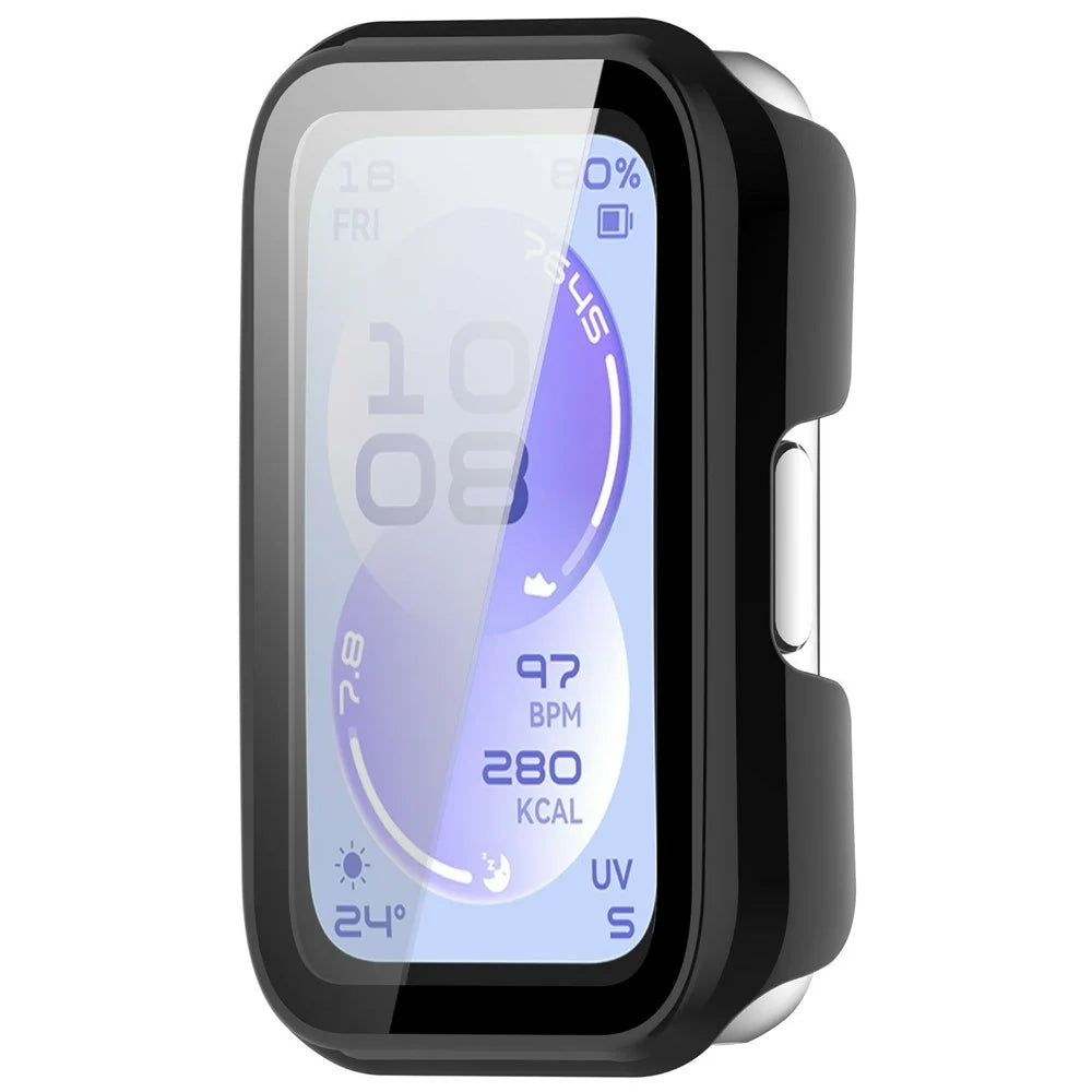 For Huawei Band 11 / 11 NFC Watch Case Hard PC Shell with Tempered Glass Screen Protector - Black - 3