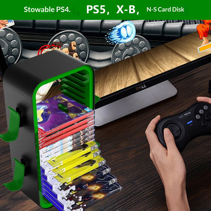 KP06 Gaming Disc Storage Rack for Sony PlayStation 5/Nintendo Switch/Xbox One/Series X Game Controller Hanger Bracket - White Black - 5