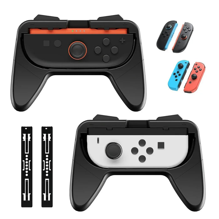 For Nintendo Switch OLED  /  Switch 2 2Pcs Gaming Controller Grips Ergonomic Comfortable Handheld Holder - Black - 1