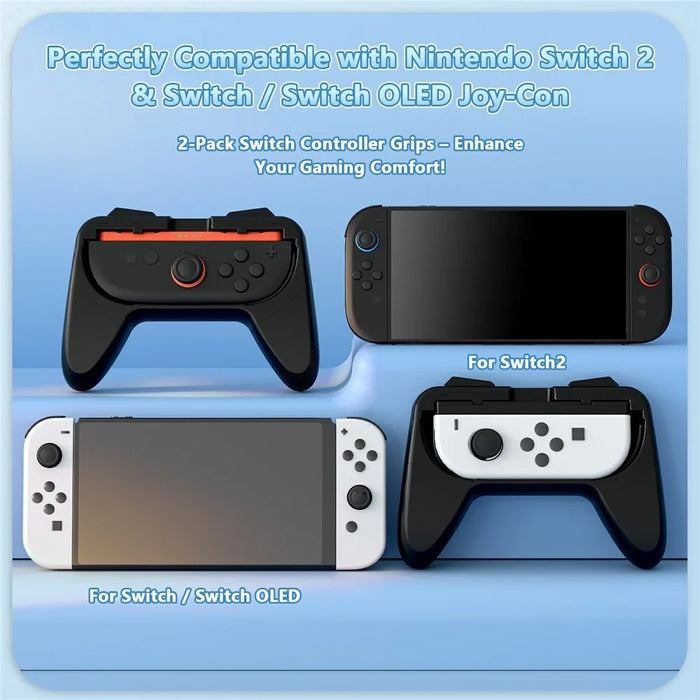 For Nintendo Switch OLED  /  Switch 2 2Pcs Gaming Controller Grips Ergonomic Comfortable Handheld Holder - Black - 3