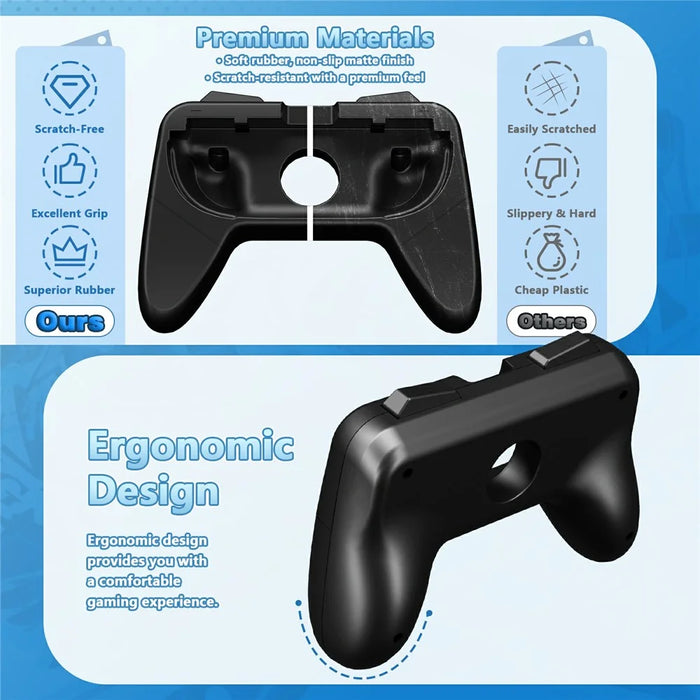 For Nintendo Switch OLED  /  Switch 2 2Pcs Gaming Controller Grips Ergonomic Comfortable Handheld Holder - Black - 4