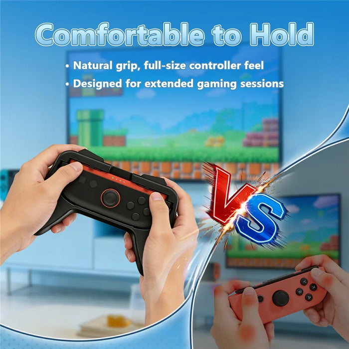 For Nintendo Switch OLED  /  Switch 2 2Pcs Gaming Controller Grips Ergonomic Comfortable Handheld Holder - Black - 5