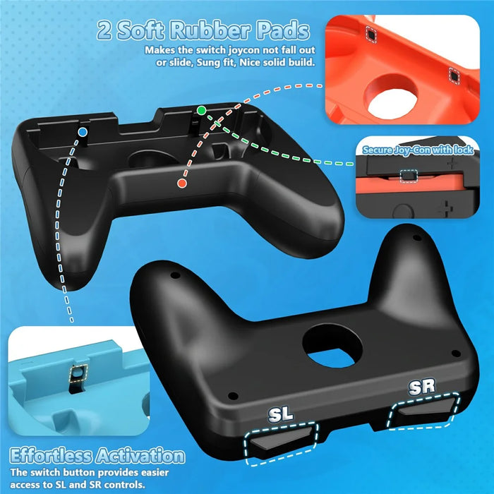 For Nintendo Switch OLED  /  Switch 2 2Pcs Gaming Controller Grips Ergonomic Comfortable Handheld Holder - Black - 6