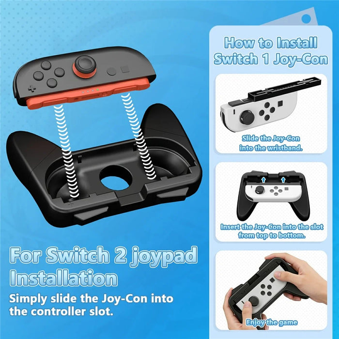 For Nintendo Switch OLED  /  Switch 2 2Pcs Gaming Controller Grips Ergonomic Comfortable Handheld Holder - Black - 7
