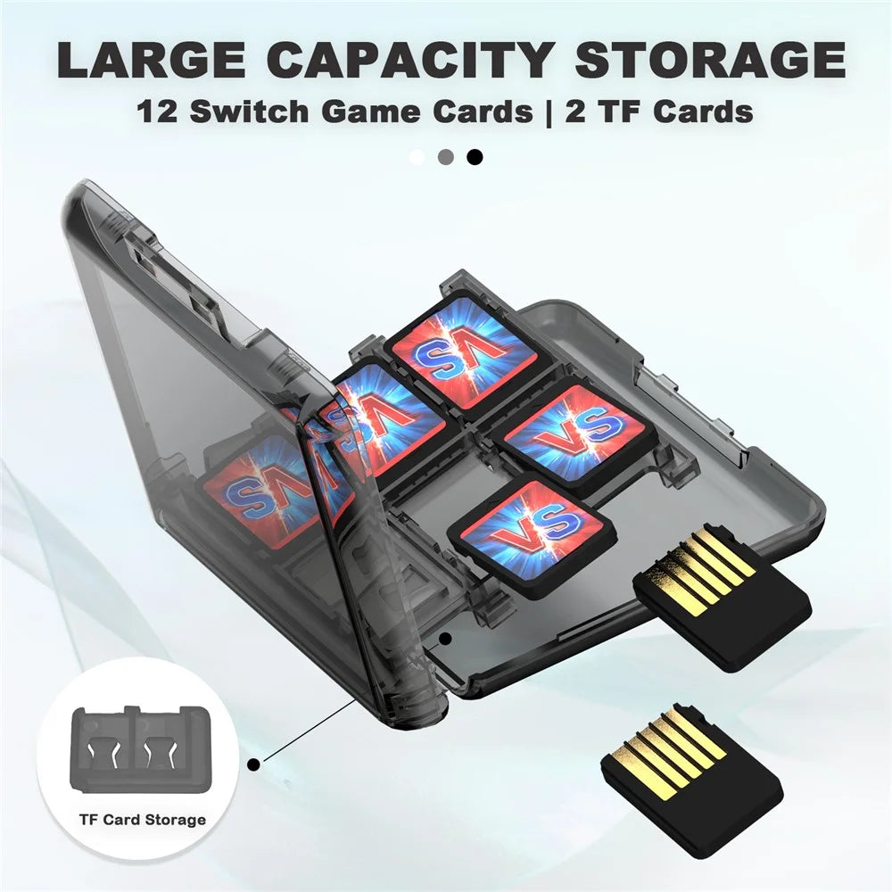 12-in-1 Game Card Storage Case for Nintendo Switch Transparent PP Plastic Protective Box with TF Card Slots - Black - 3
