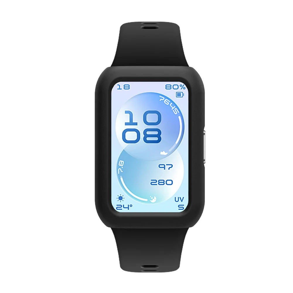 For Huawei Band 11 / 11 NFC Silicone Case Solid Color Shockproof Watch Protective Cover - Black - 2