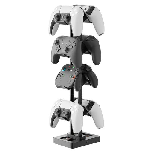 IPLAY HBS-2846 Gamepad Storage Stand 8 Controllers Charging Station for PS5 PS4 Xbox Switch Pro Desktop Organizer with Cable Management - 2