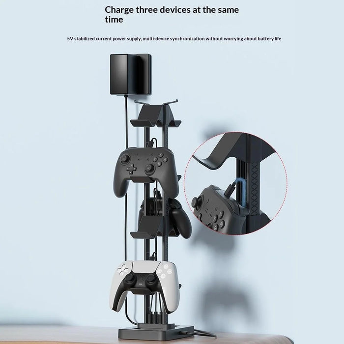 IPLAY HBS-2846 Gamepad Storage Stand 8 Controllers Charging Station for PS5 PS4 Xbox Switch Pro Desktop Organizer with Cable Management - 6