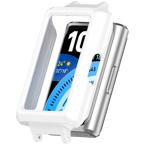 For Huawei Band 11 Pro  /  11 Pro NFC Watch Case Hard PC Protective Cover with 12mm Button Cutouts - White - 1