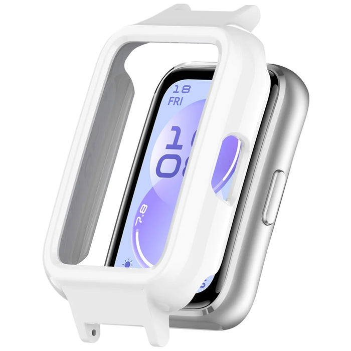 For Huawei Band 11  /  11 NFC Watch Case Hard PC Protective Cover with 12mm Button Cutouts - White - 1