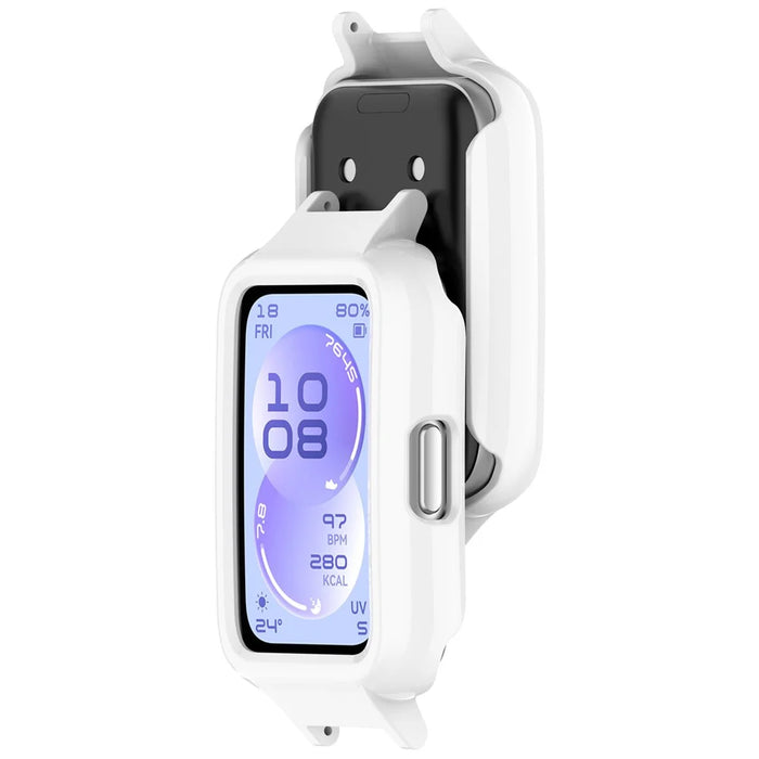 For Huawei Band 11  /  11 NFC Watch Case Hard PC Protective Cover with 12mm Button Cutouts - White - 3