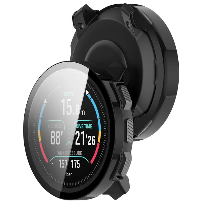 For Suunto Nautic S Hard PC Watch Case with Tempered Glass Screen Film - Black - 3