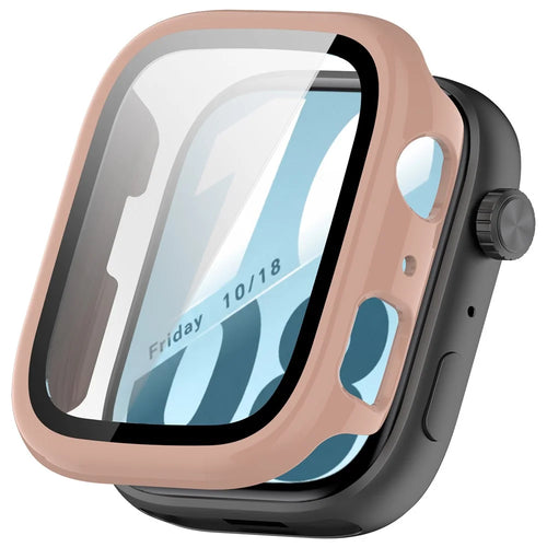 For Honor Watch X5i Hard PC Watch Case with Tempered Glass Screen Film - Cherry - 1