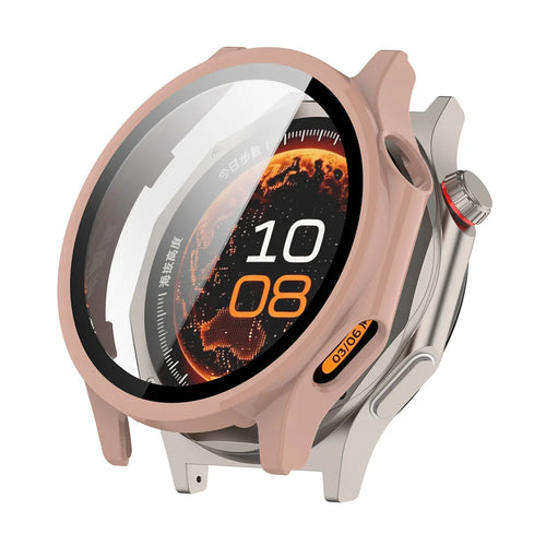 ENKAY HAT PRINCE For Oppo Watch X3 / OnePlus Watch 4 Watch Case Rubberized Hard PC Cover with Tempered Glass - Pink - 1