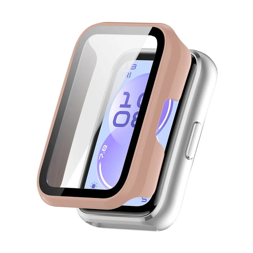 ENKAY HAT PRINCE For Huawei Band 11 NFC / Huawei Band 11 Watch Case Rubberized Hard PC Cover with Tempered Glass - Pink - 1