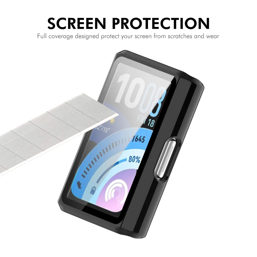 ENKAY HAT PRINCE For Huawei Band 11 Pro NFC / Huawei Band 11 Pro Watch Case Rubberized Hard PC Cover with Tempered Glass - Pink - 5