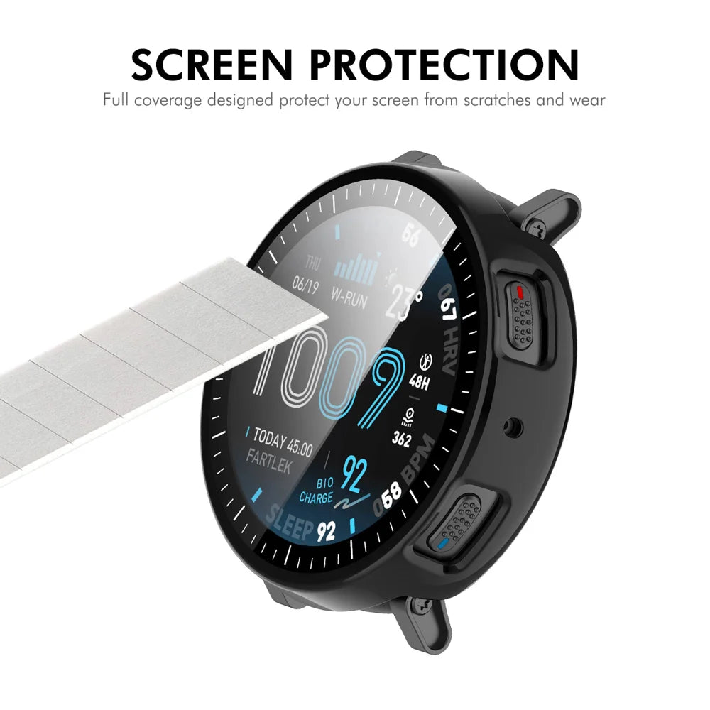 ENKAY HAT PRINCE For Huami Amazfit Active Max Watch Case Rubberized Hard PC Cover with Tempered Glass - Pink - 5