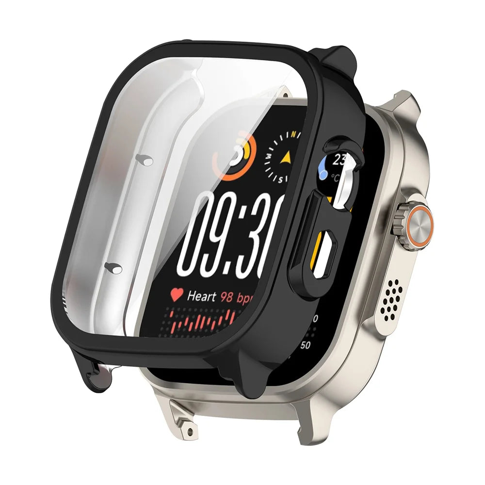 ENKAY HAT PRINCE For Realme Watch 5 Watch Case Rubberized Hard PC Cover with Tempered Glass - Black - 1