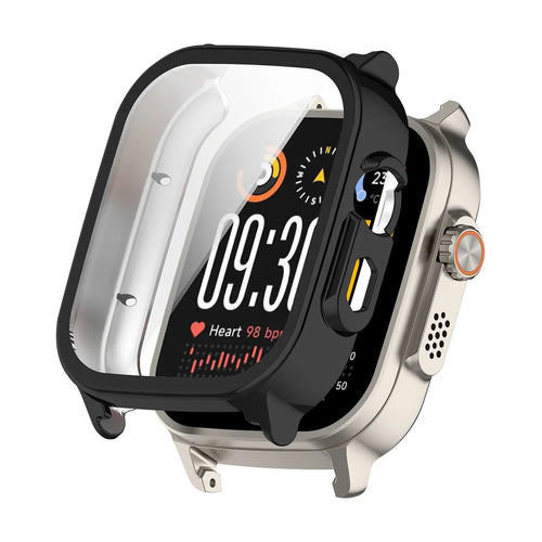ENKAY HAT PRINCE For Realme Watch 5 Watch Case Rubberized Hard PC Cover with Tempered Glass - Black - 1