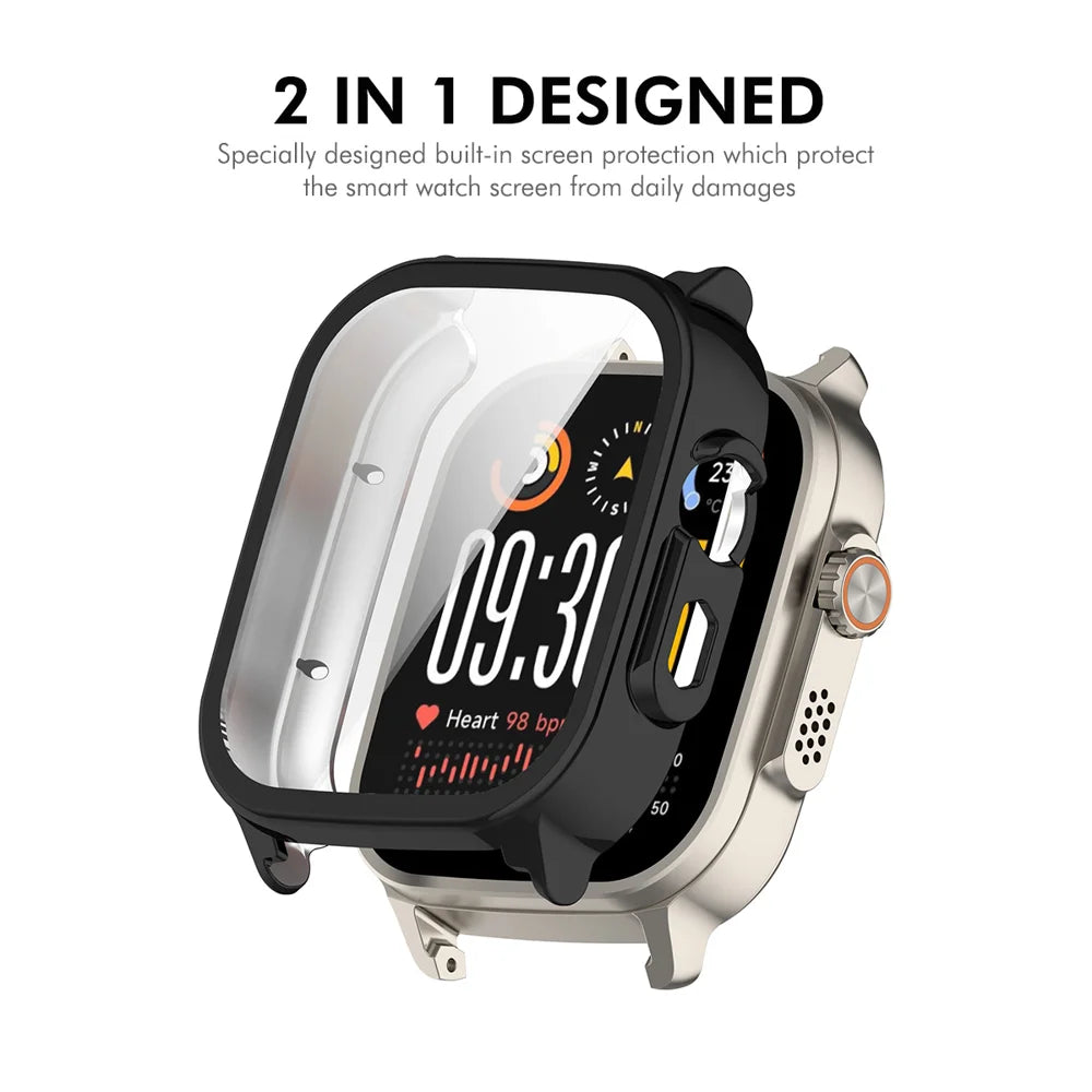 ENKAY HAT PRINCE For Realme Watch 5 Watch Case Rubberized Hard PC Cover with Tempered Glass - Black - 3