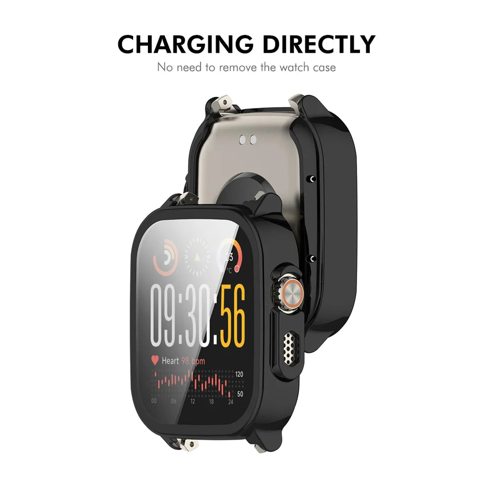 ENKAY HAT PRINCE For Realme Watch 5 Watch Case Rubberized Hard PC Cover with Tempered Glass - Black - 4