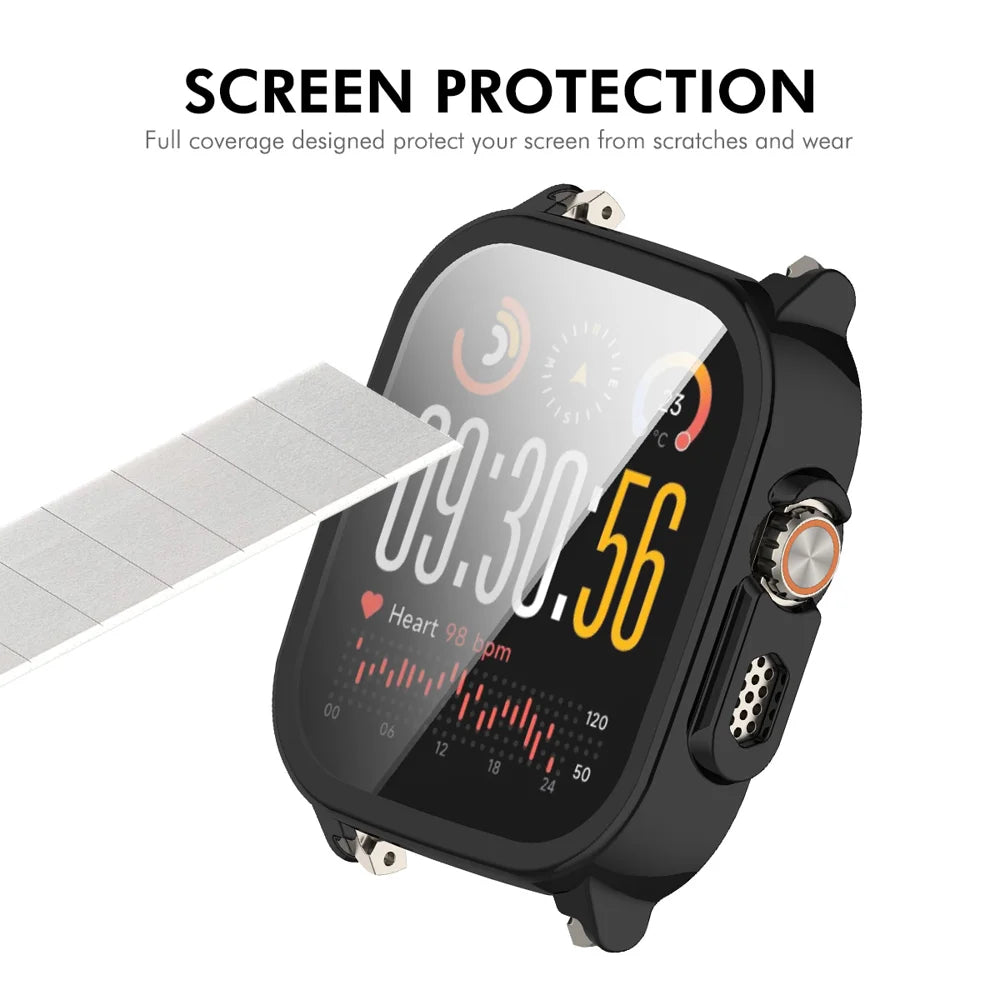 ENKAY HAT PRINCE For Realme Watch 5 Watch Case Rubberized Hard PC Cover with Tempered Glass - Black - 5